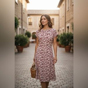 Vintage 90s SOSTANZA Ditsy Floral Rayon Midi Dress - Cottagecore / Grunge